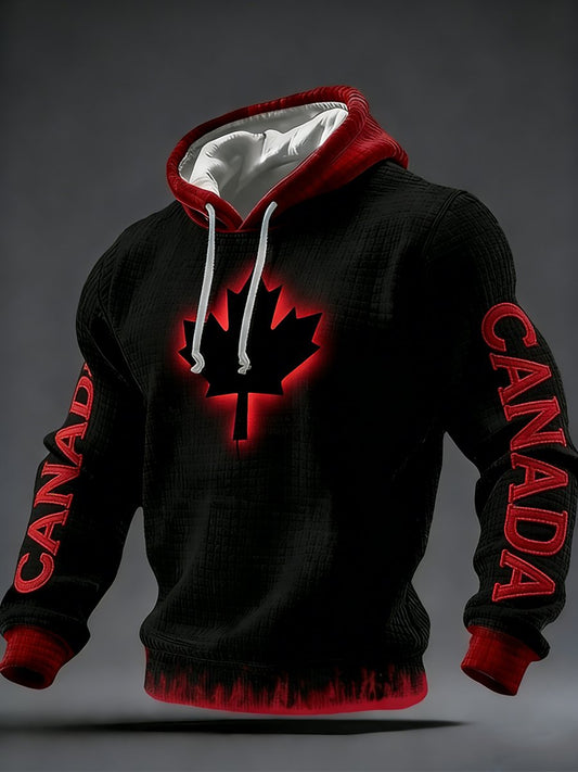 Men's Vintage Canadian Ice Hockey Print Hoodie