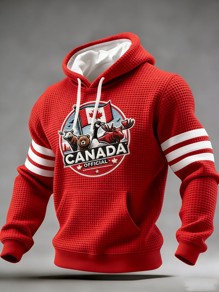 Men's Vintage Canadian Ice Hockey Print Hoodie
