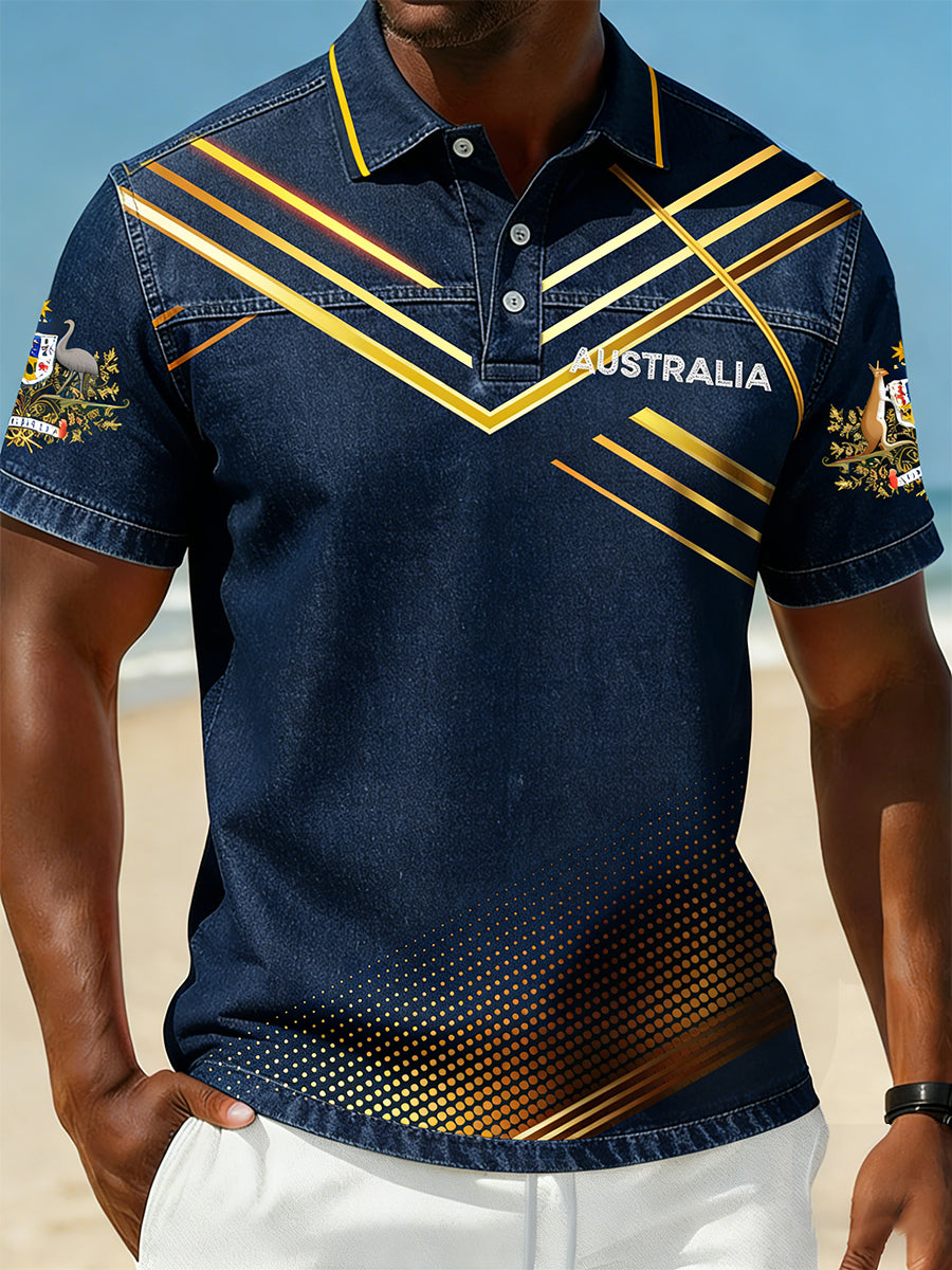 Men's Vintage Australian Holiday Smart Casual Polo Shirt