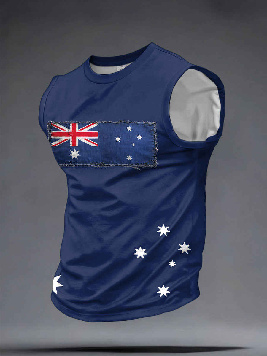 Men's AU Flag Australia Day Printed Tank Tops