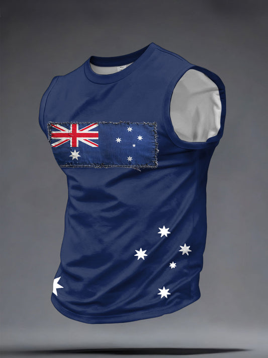 Men's AU Flag Australia Day Printed Tank Tops