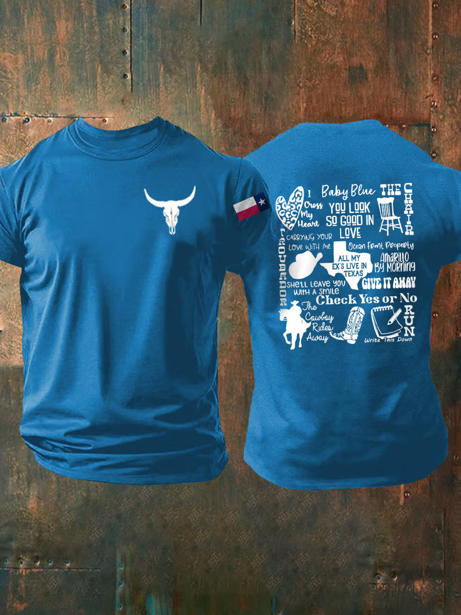 Men's Country Music Texas Print short sleeves t-shirt