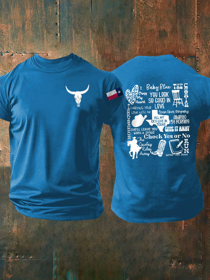 Men's Country Music Texas Print short sleeves t-shirt