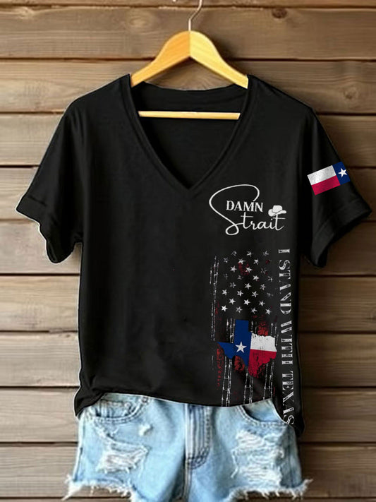 Women's Country Music Support Texas Print T-shirt