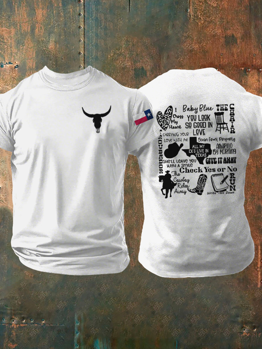 Men's Country Music Texas Print short sleeves t-shirt