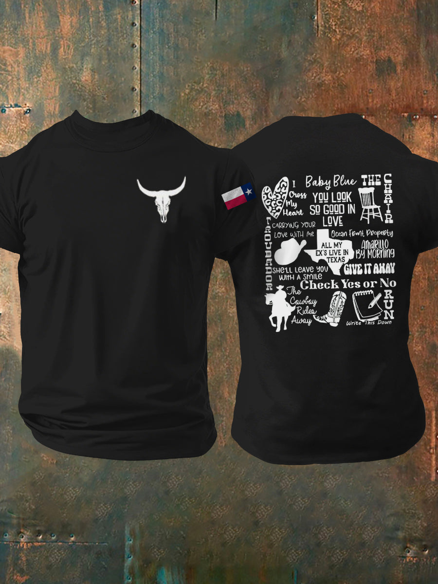 Men's Country Music Texas Print short sleeves t-shirt