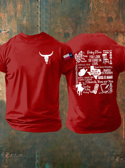 Men's Country Music Texas Print short sleeves t-shirt