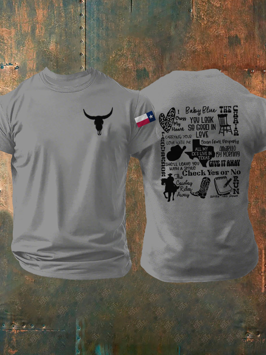 Men's Country Music Texas Print short sleeves t-shirt