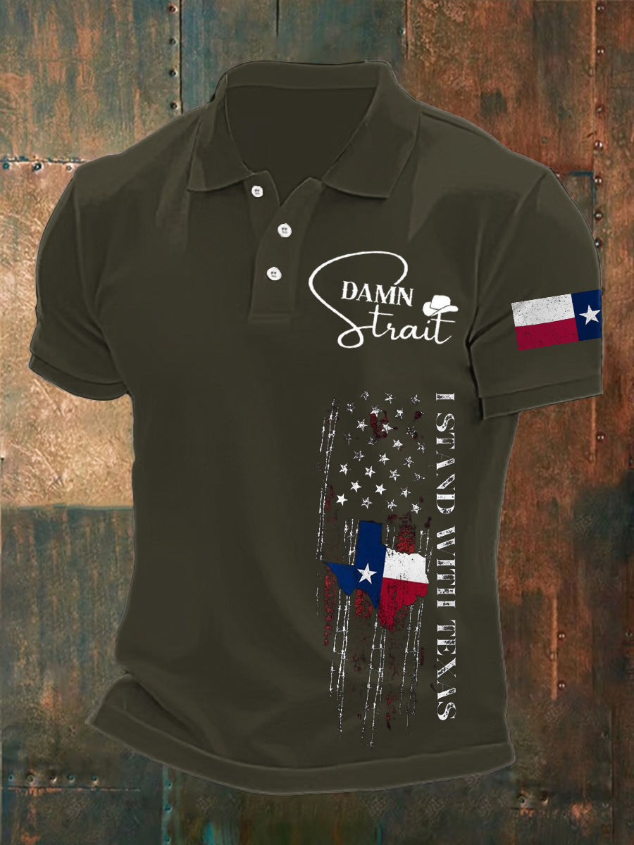 Men's Country Music Support Texas Print short sleeve shirt