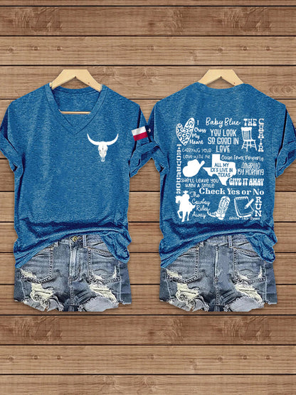 Women's Texas Country Music Print short-sleeved T-shirt