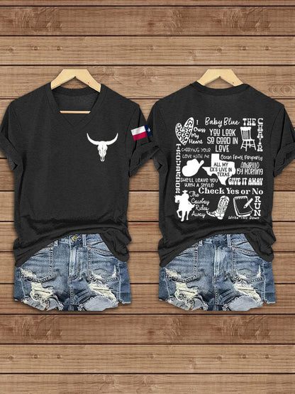 Women's Texas Country Music Print short-sleeved T-shirt