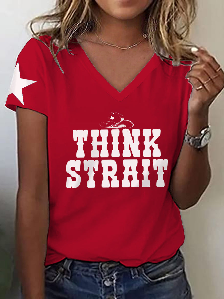 Women's Think Strait Country Music Fan T-shirt