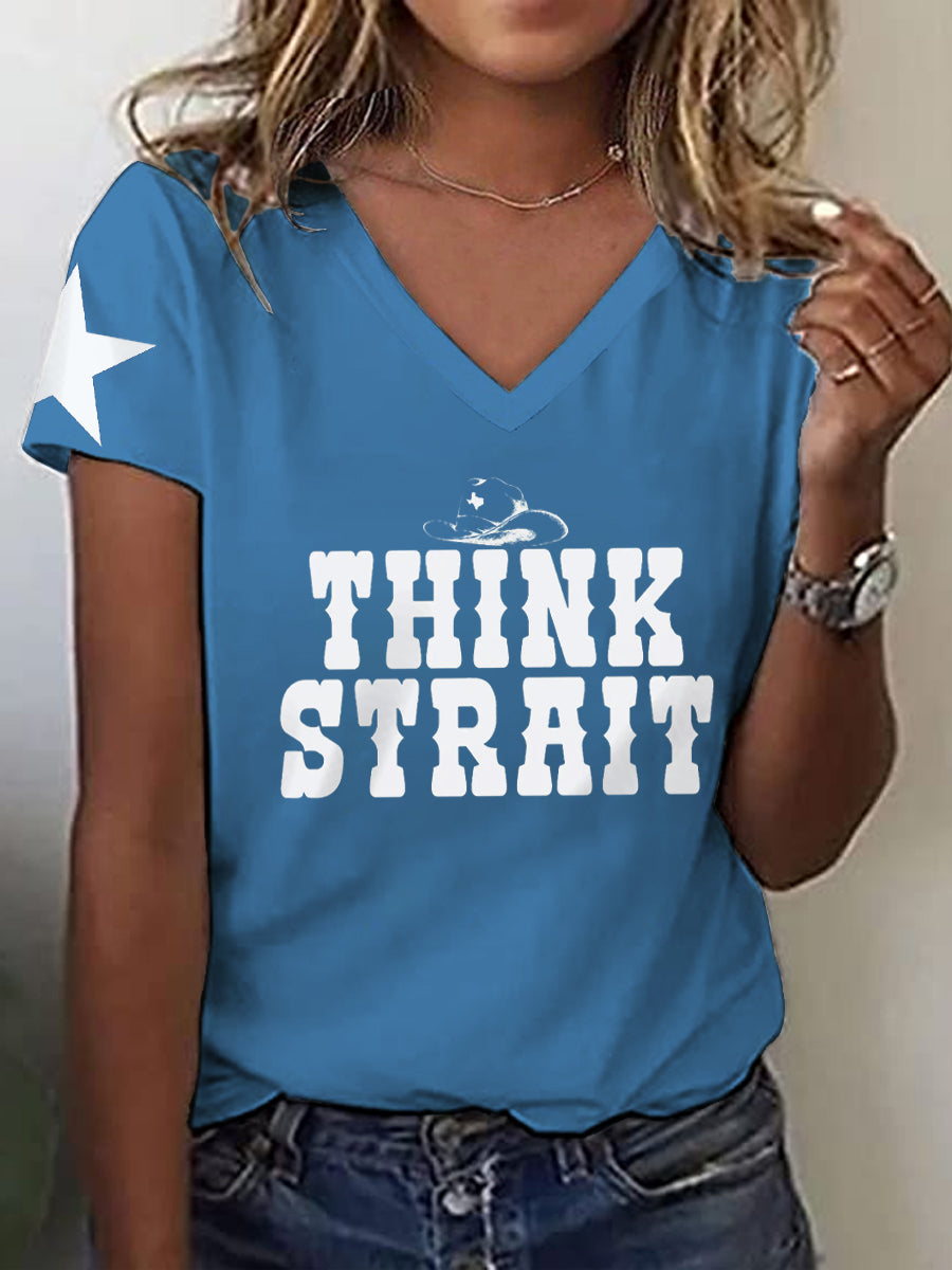 Women's Think Strait Country Music Fan T-shirt