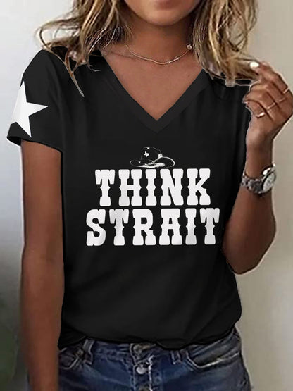 Women's Think Strait Country Music Fan T-shirt