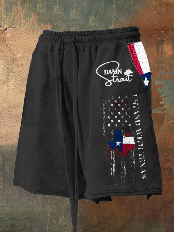 Men's Country Music Support Texas Print Shorts