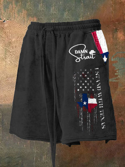 Men's Country Music Support Texas Print Shorts