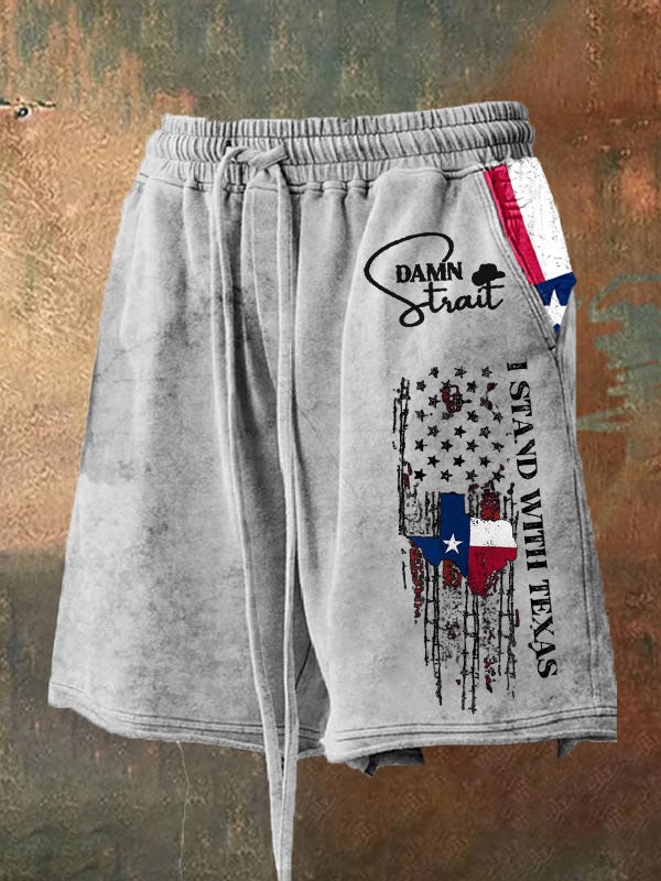 Men's Country Music Support Texas Print Shorts