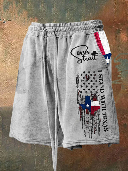 Men's Country Music Support Texas Print Shorts