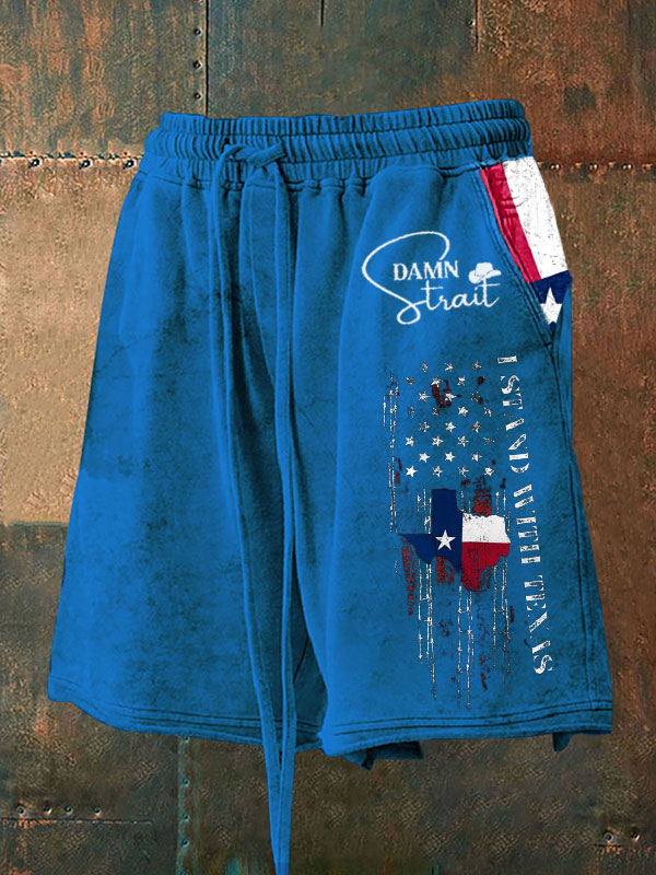 Men's Country Music Support Texas Print Shorts