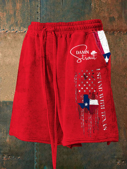 Men's Country Music Support Texas Print Shorts