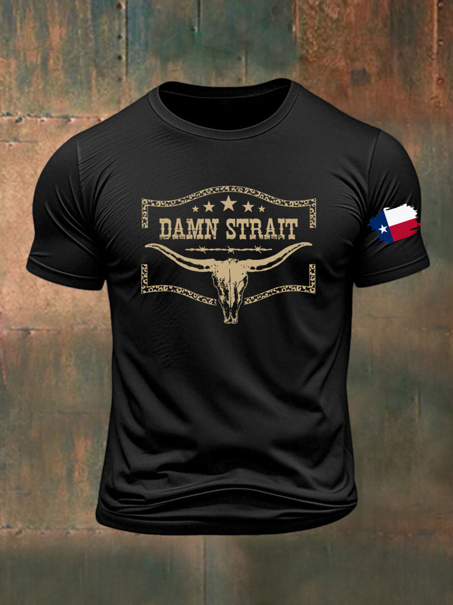 Men's Damn Strait Country Music Printed T-shirt