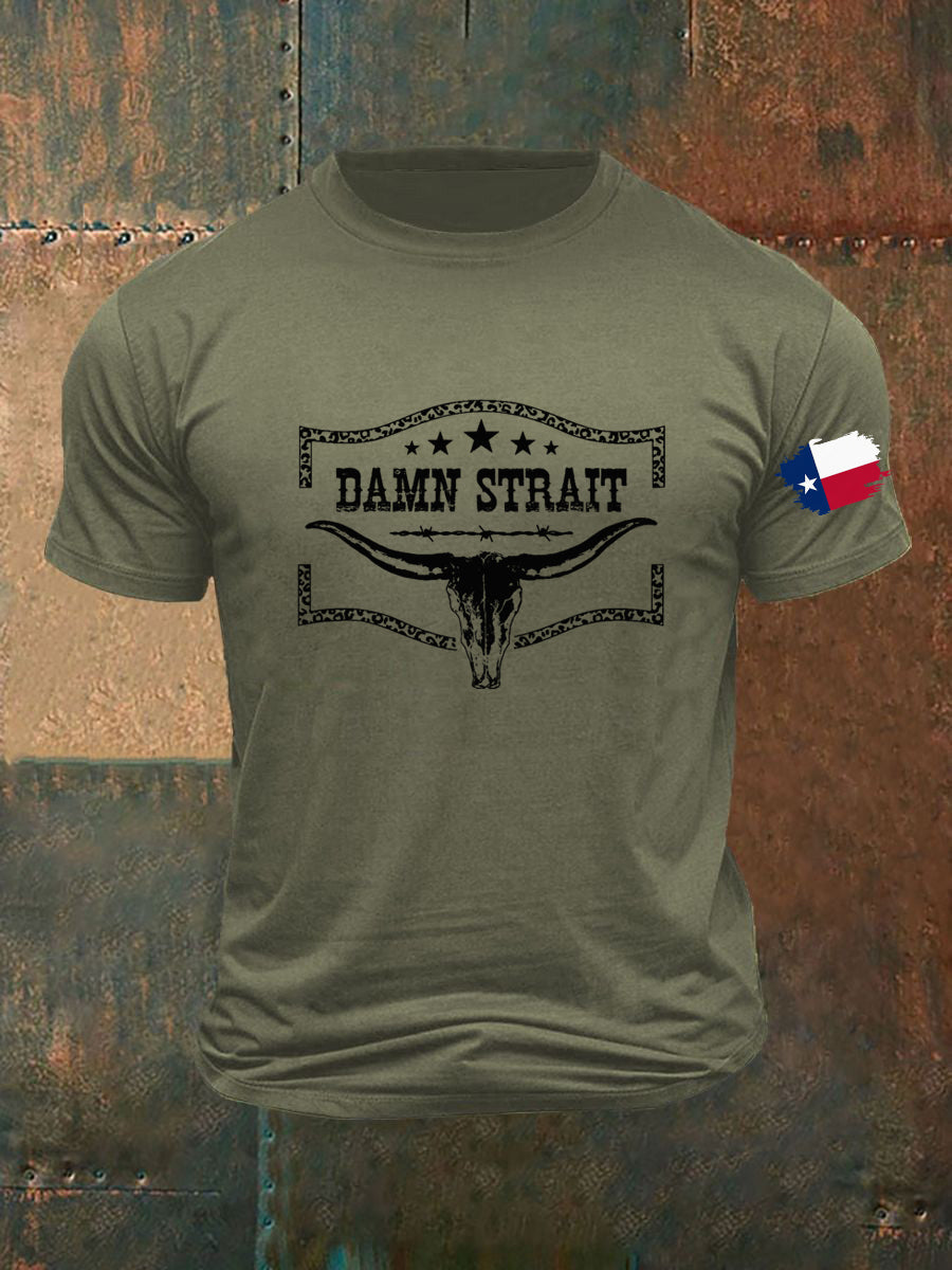 Men's Damn Strait Country Music Printed T-shirt