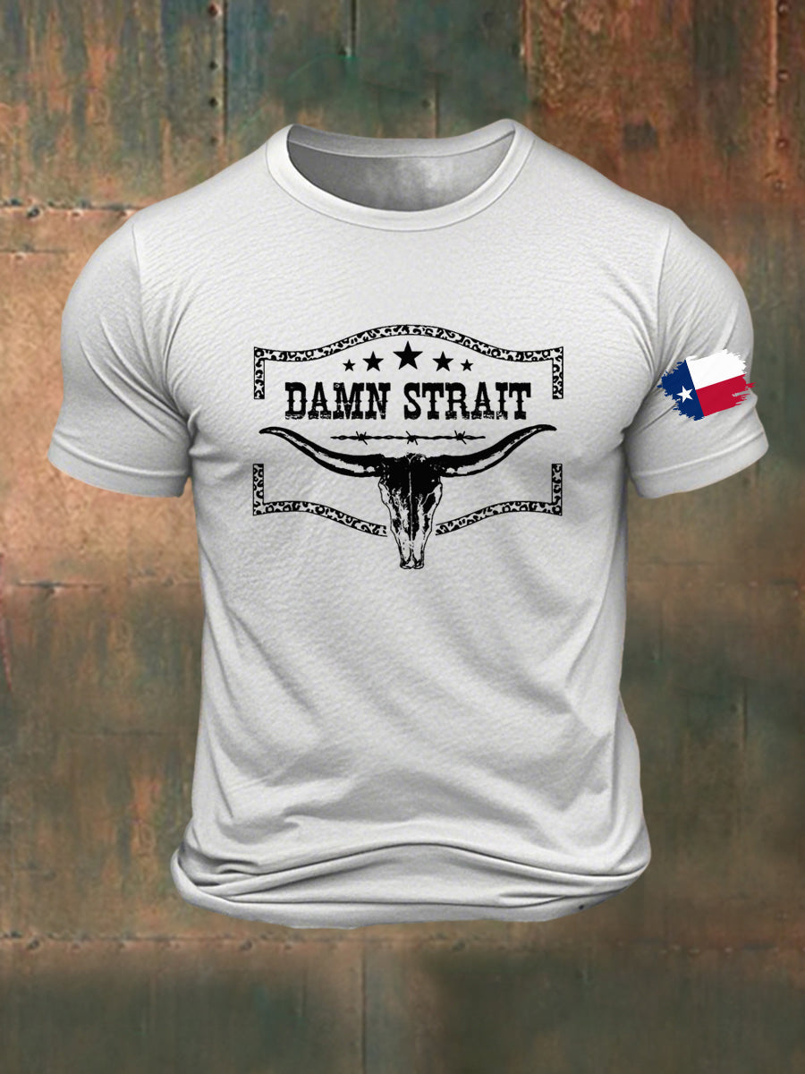 Men's Damn Strait Country Music Printed T-shirt