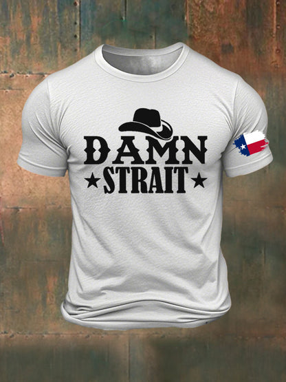 Men's Damn Strait Country Music Printed T-shirt