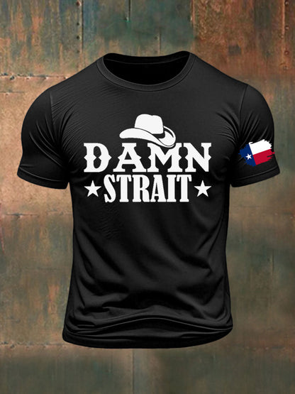 Men's Damn Strait Country Music Printed T-shirt