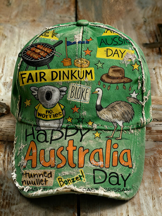 Unisex Vintage Australian Vacation Pattern Printed Hat