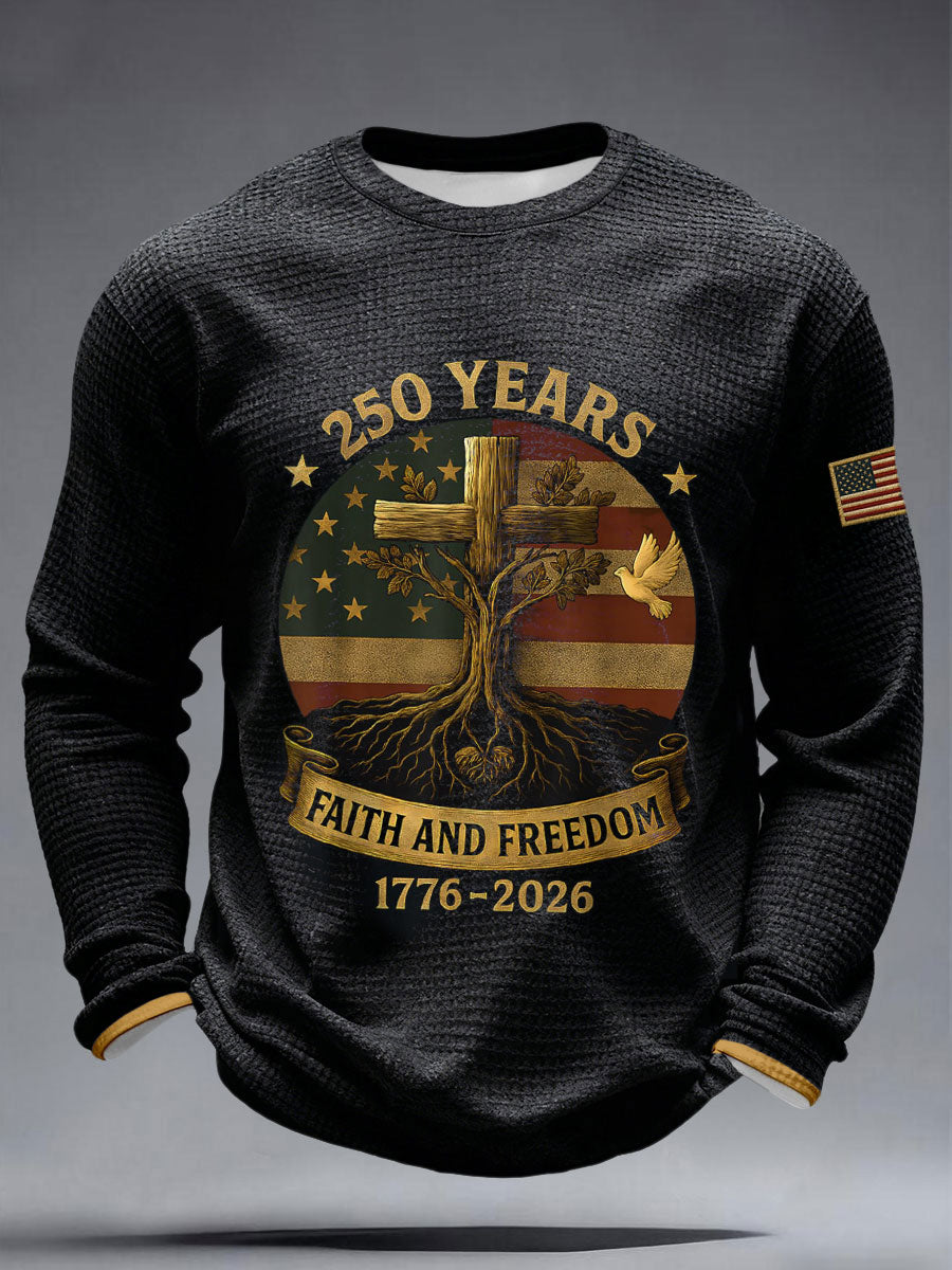 Men's 250 Years Faith and Freedom 1776-2026 Waffle T-Shirts