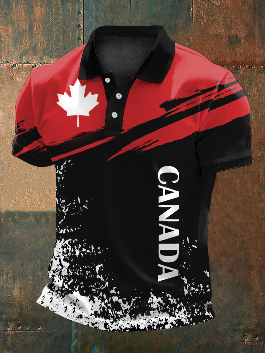 Men's Canadian Maple Leaf Print Casual Top