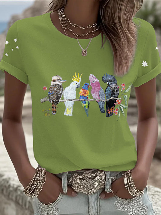 Women's AU Cockatoo Art Printed T-shirt