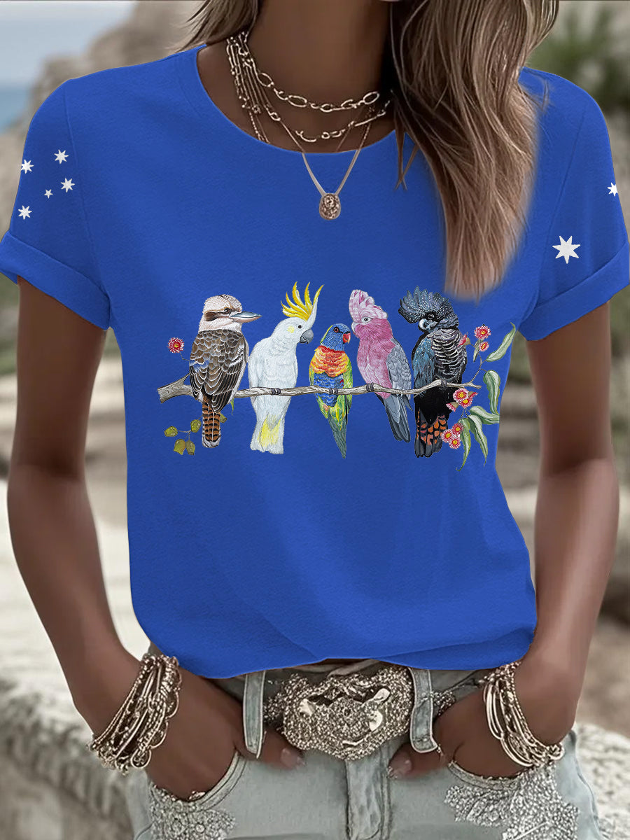 Women's AU Cockatoo Art Printed T-shirt