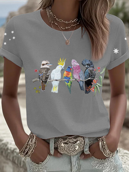 Women's AU Cockatoo Art Printed T-shirt