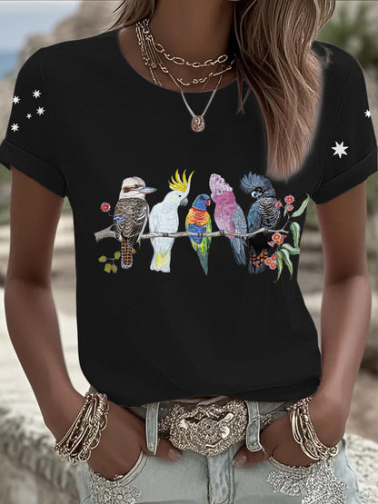 Women's AU Cockatoo Art Printed T-shirt