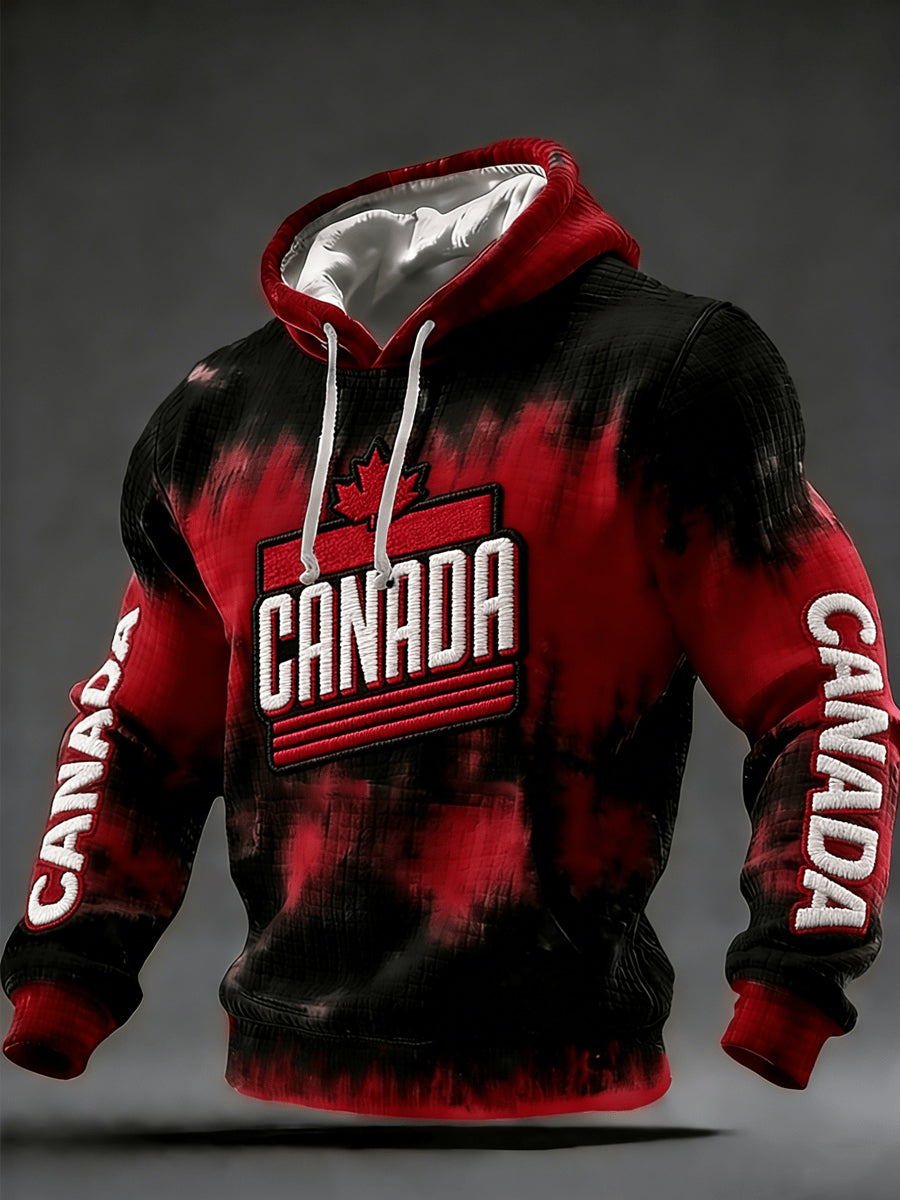 Men's Vintage Canadian Ice Hockey Print Hoodie