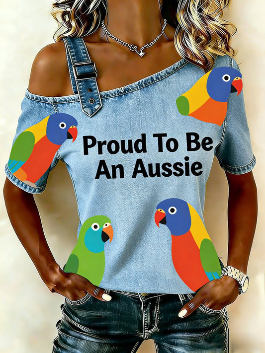 Women's Vintage Aussie Cute Pink Cockatoo Casual Comfortable Short Sleeve T-Shirt