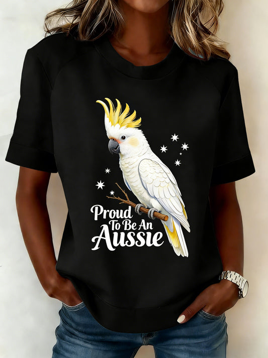 Women's  Vintage Aussie Cute Pink Cockatoo Casual Comfortable Short Sleeve T-Shirt