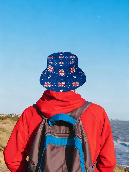 Vintage Australian Flag Badge Print Casual Fisherman's Hat