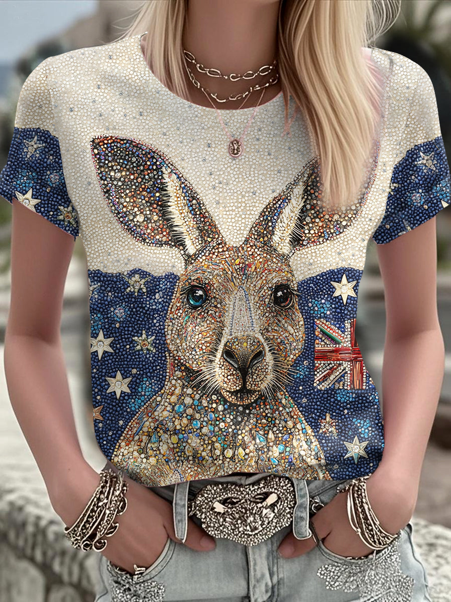 Women's AU Flag Art Printed T-shirt