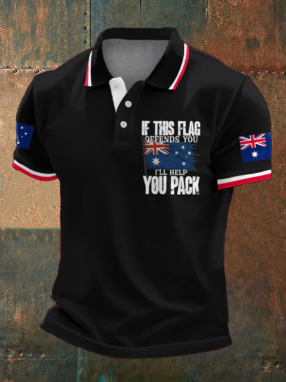 Men's Aussie Proud Australia Flag Art Printed Casual Tops