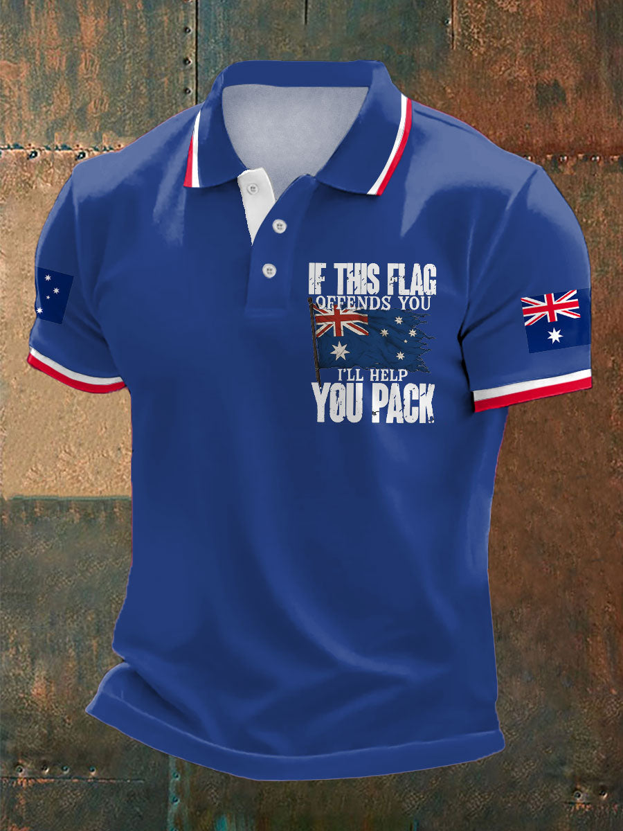 Men's Aussie Proud Australia Flag Art Printed Casual Tops