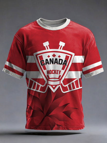 Men's Canada Hockey Printed Casual T-Shirt
