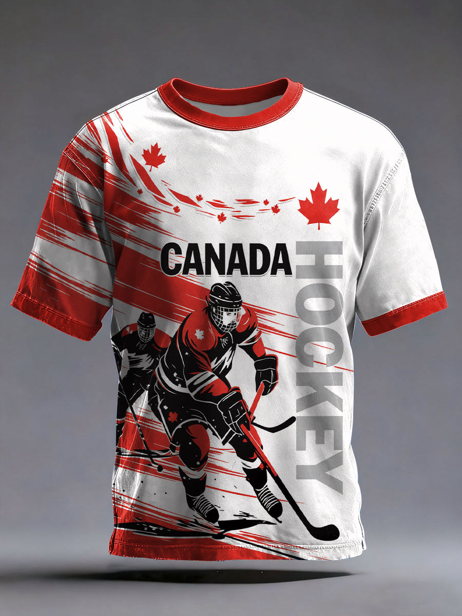 Men's Canada Hockey Printed Casual T-Shirt