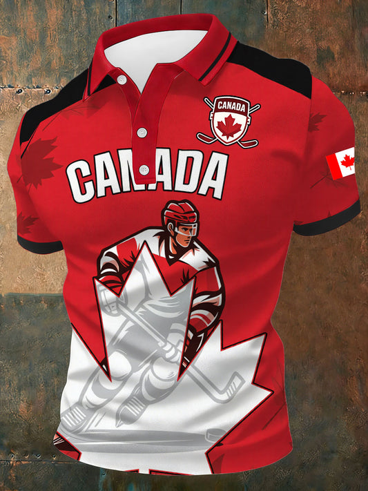 Men's Canada Hockey Printed Casual Top