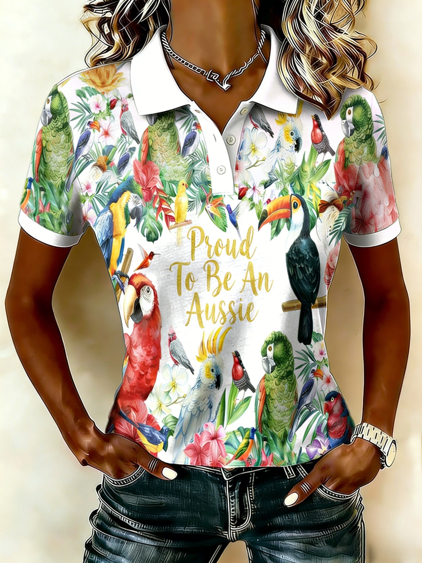 Women's Vintage Australian Holiday Casual Short-Sleeve Polo Shirt