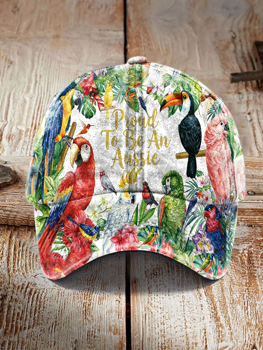 Vintage Aussie Cute Pink Cockatoo Washed Cap