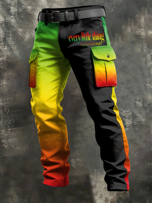 Men's Reggae Print Retro Art Casual Workwear Trousers