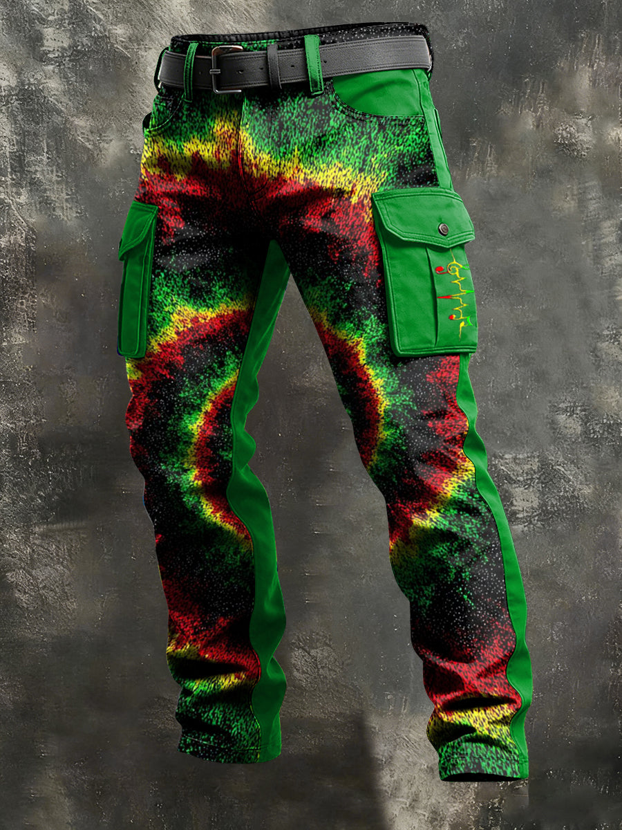 Men's Reggae Print Retro Art Casual Workwear Trousers